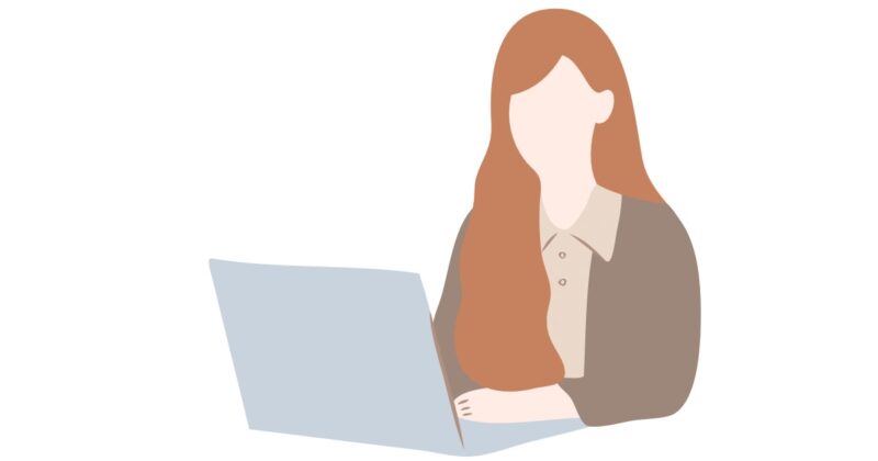 パソコン作業をしている女性のイラスト