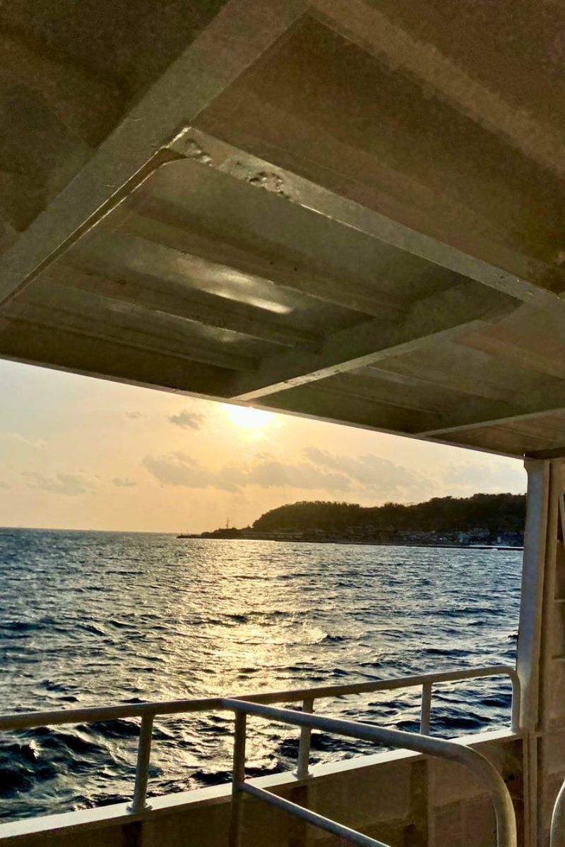 相島から帰る途中のフェリーの様子